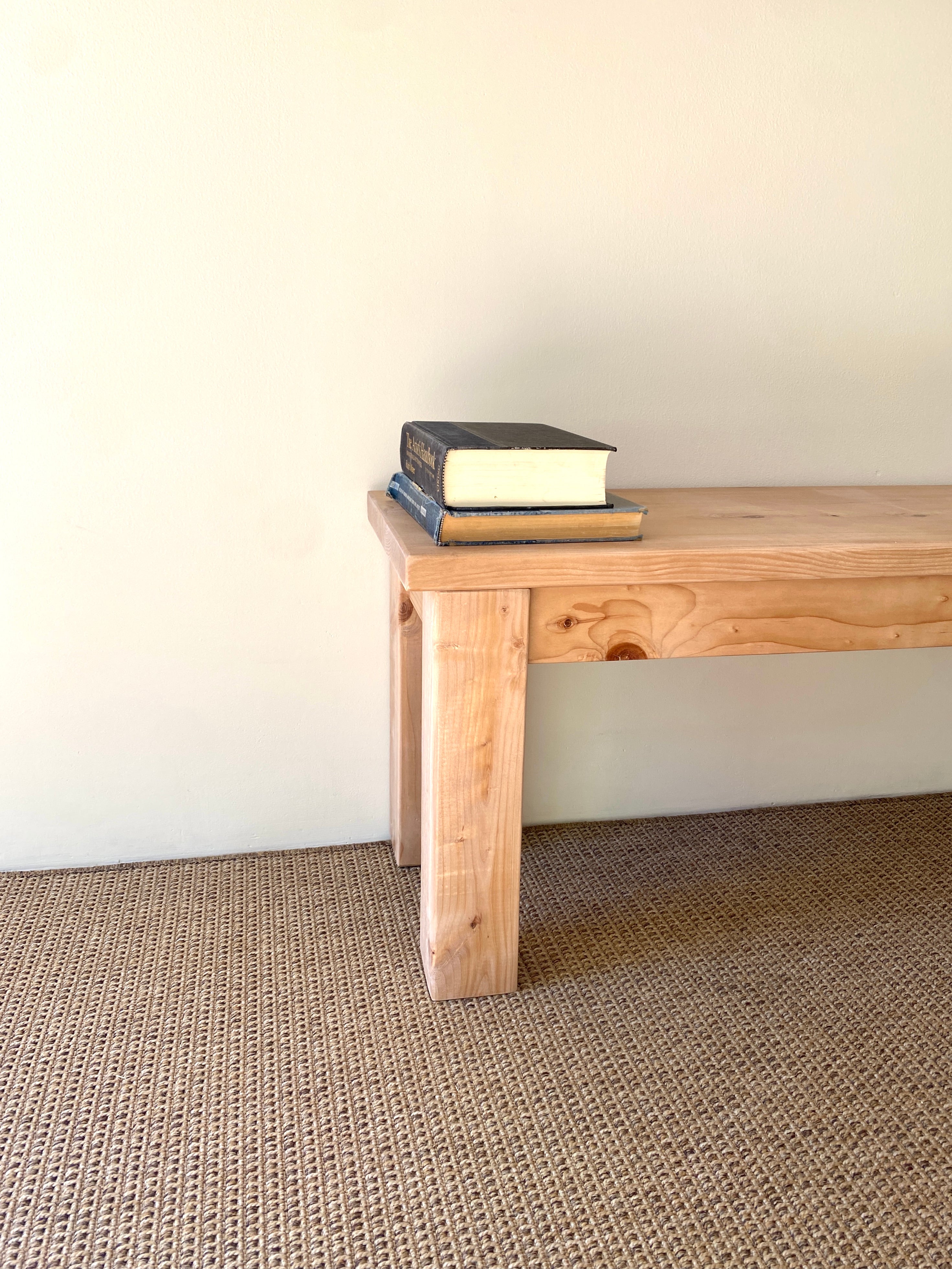 Coastal style wood bench handcrafted from reclaimed wood solid wood