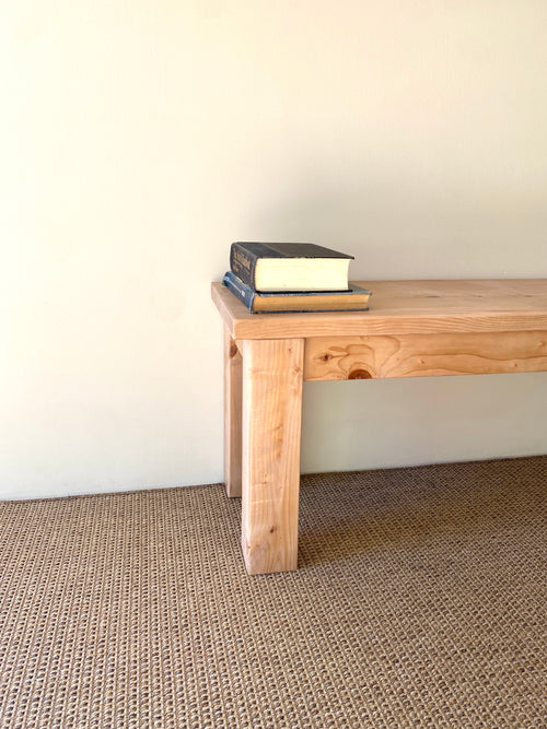 Coastal style wood bench handcrafted from reclaimed wood solid wood