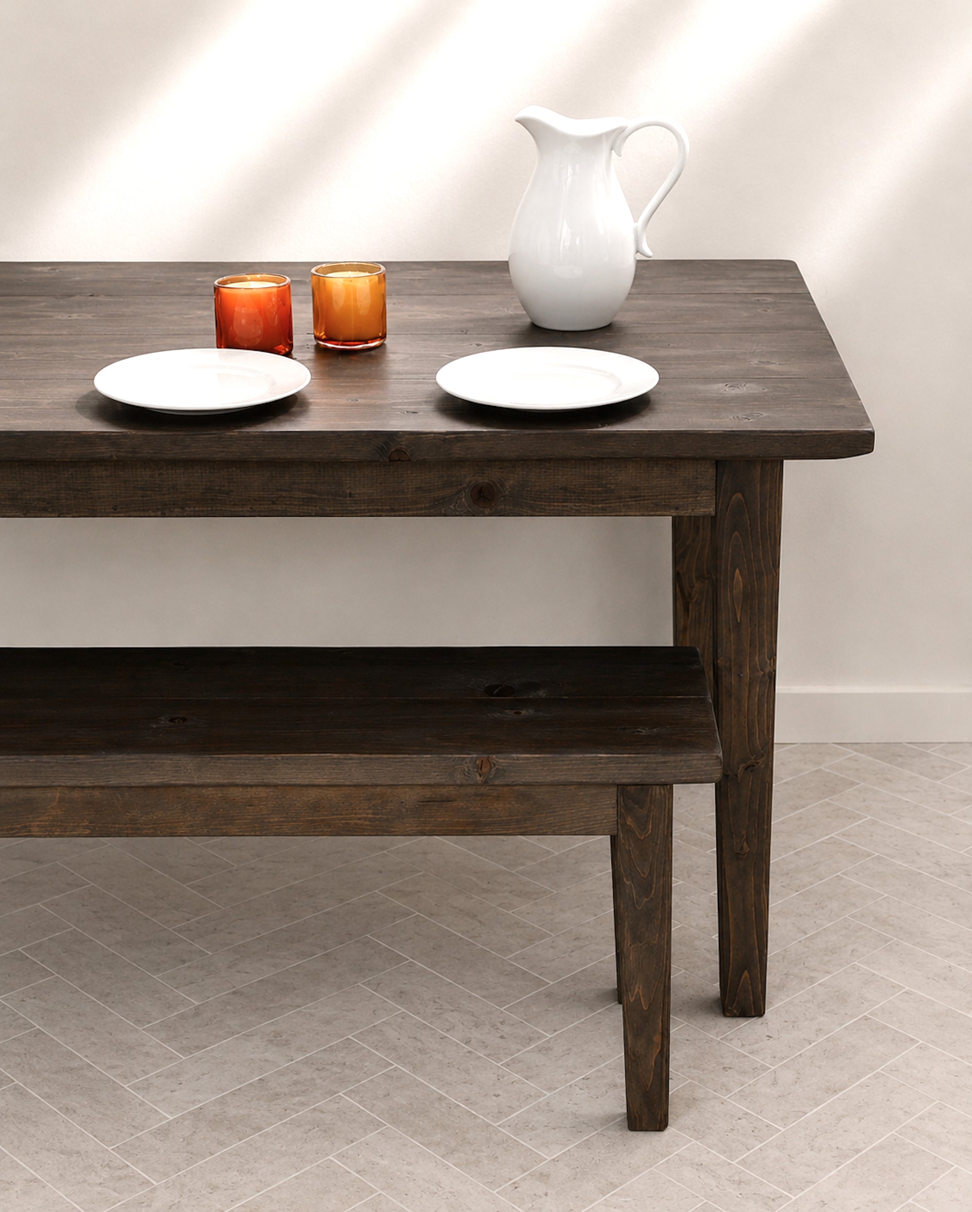 French Farmhouse Kitchen / Dining Table and Bench Set