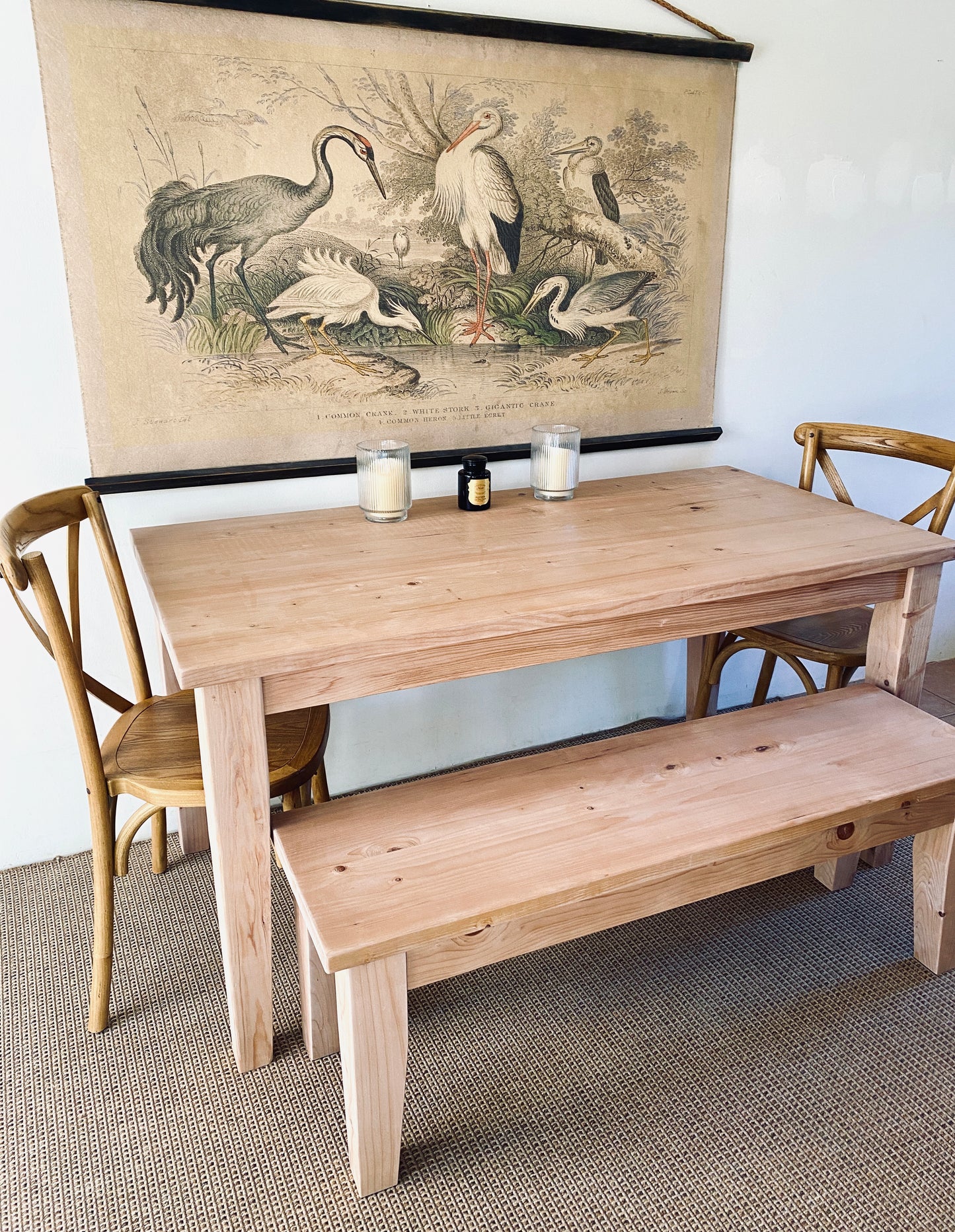 Provincial Farmhouse Table and Bench Dining Set