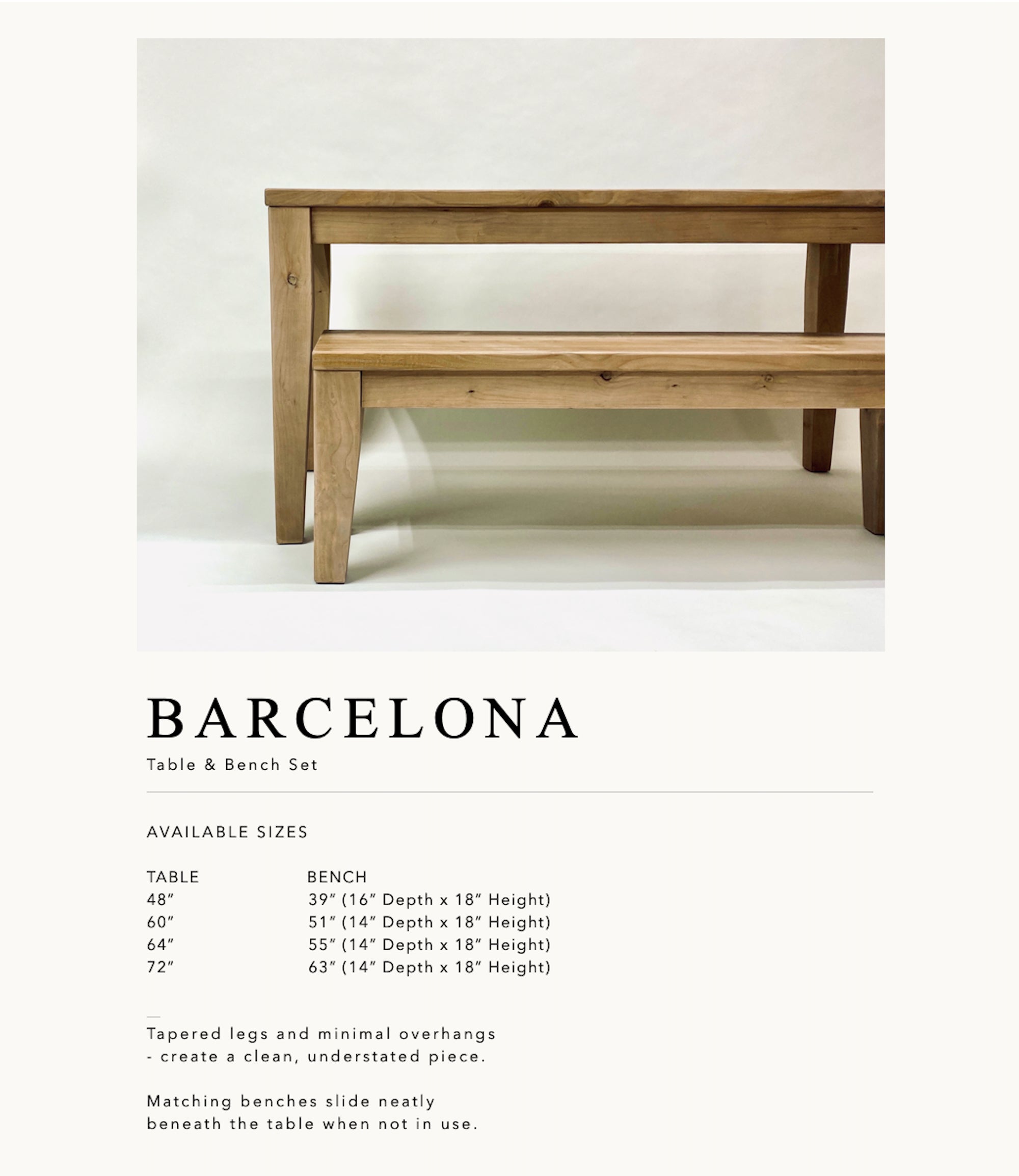 Barcelona Table and Bench Set