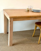 Parsons style kitchen island table handcrafted from solid wood in a Natural Wheat finish