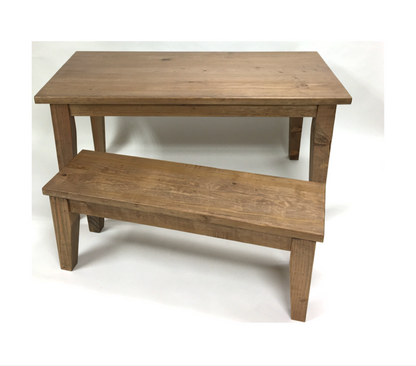 French Farmhouse Kitchen / Dining Table and Bench Set, Reclaimed Wood