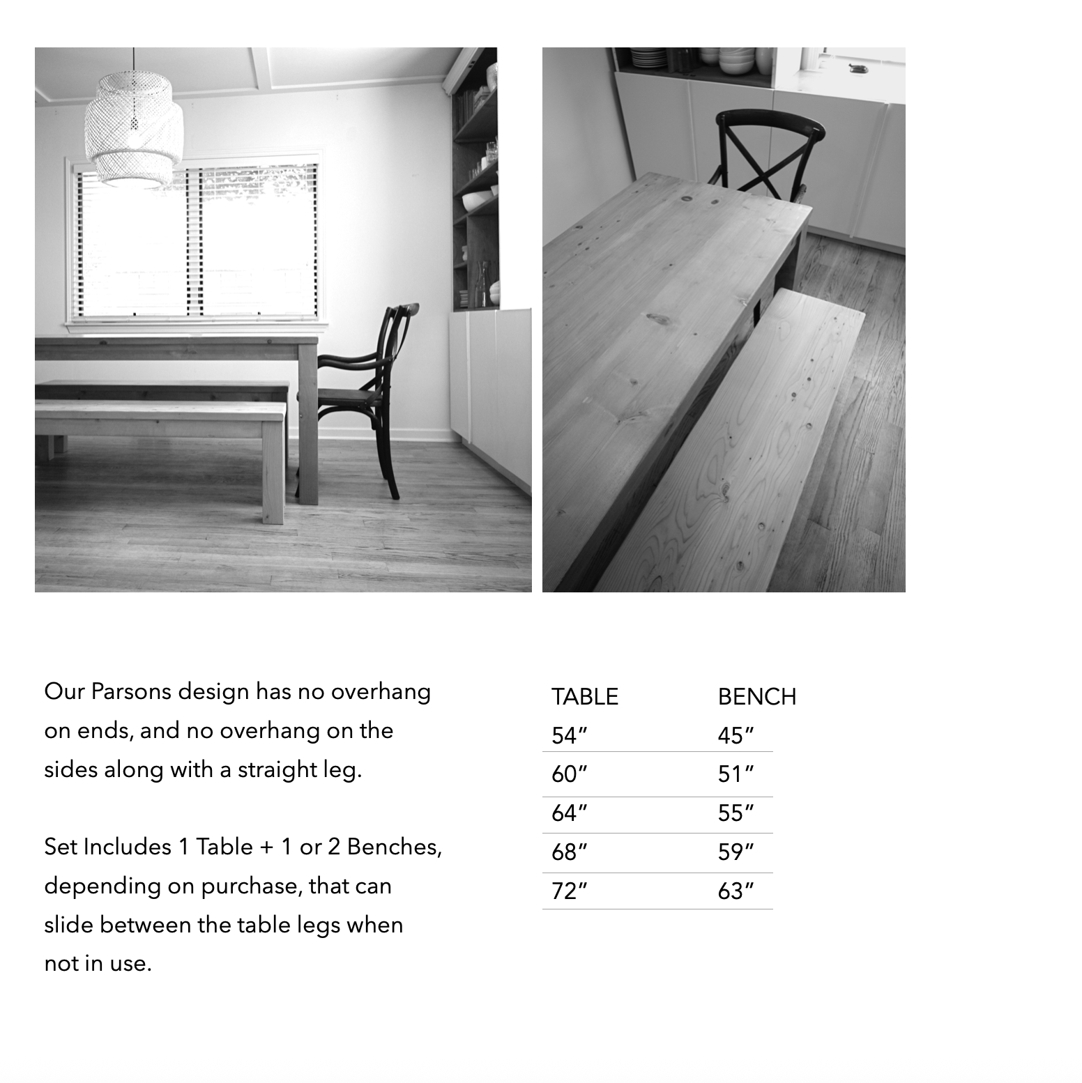 Parsons Dining Table and Bench Set