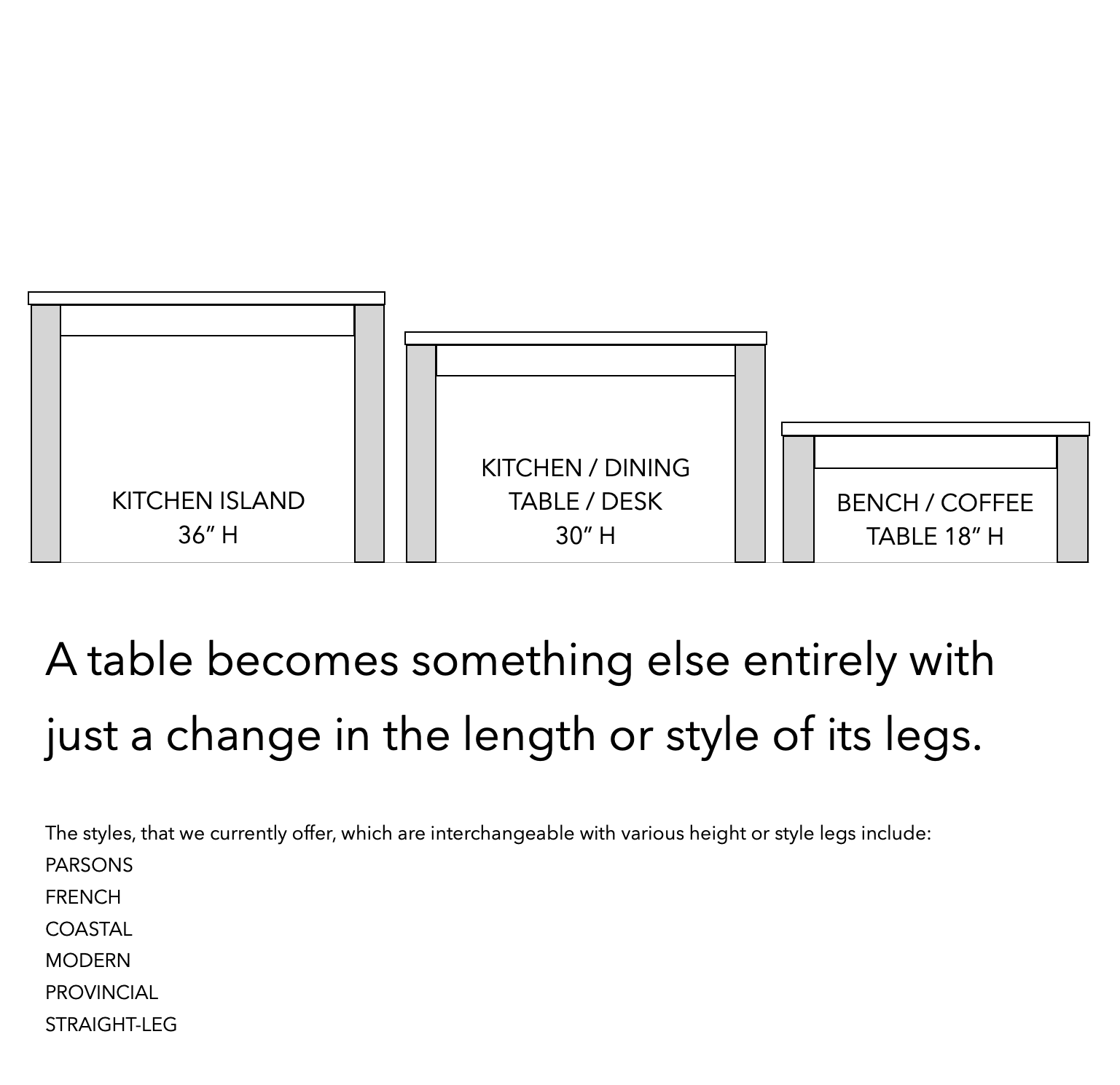 Replacement Table Legs - Straight Legs (36H, 30H, or 18H)