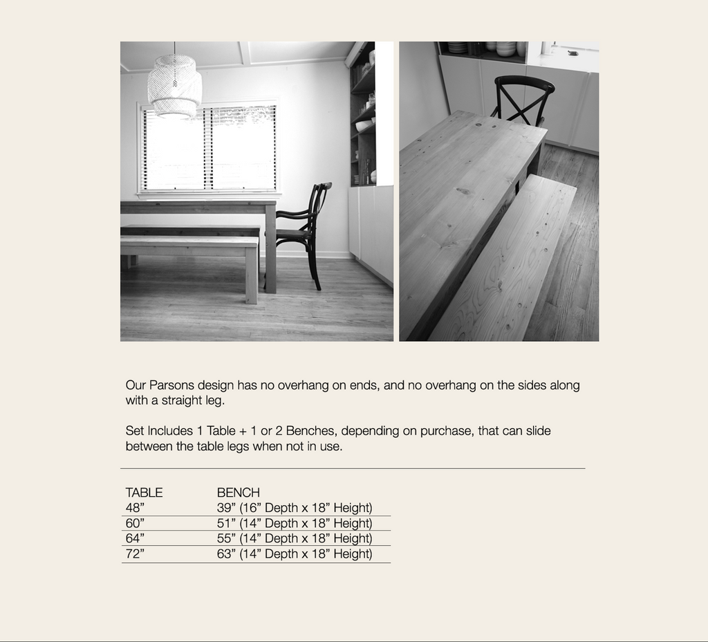 Parsons Dining Table and Bench Set