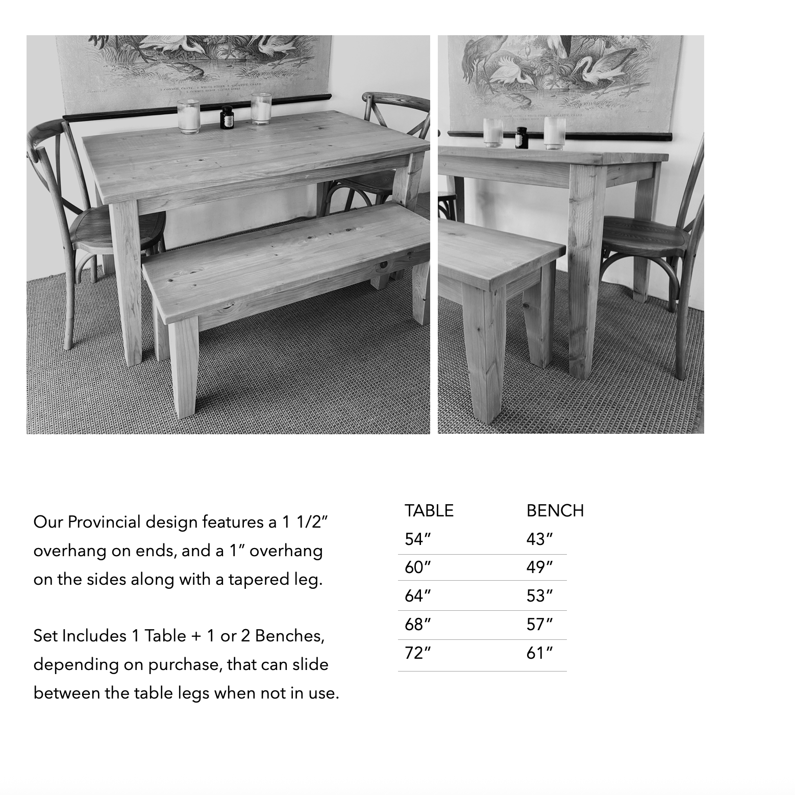 Provincial Farmhouse Table and Bench Dining Set