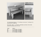 Table and Bench set chart for bench sizes paid with table sizes