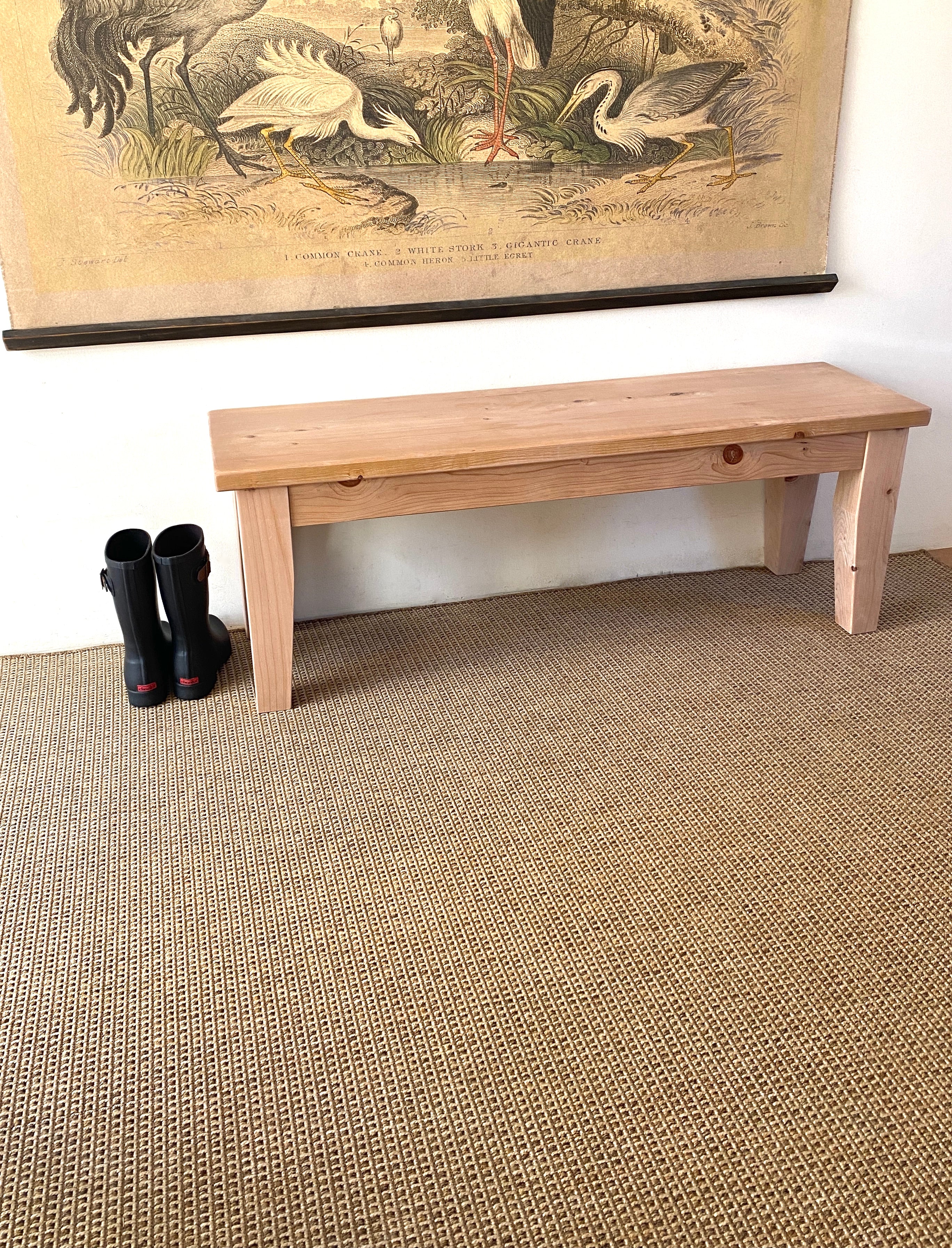 French farmhouse wood bench handcrafted from reclaimed wood