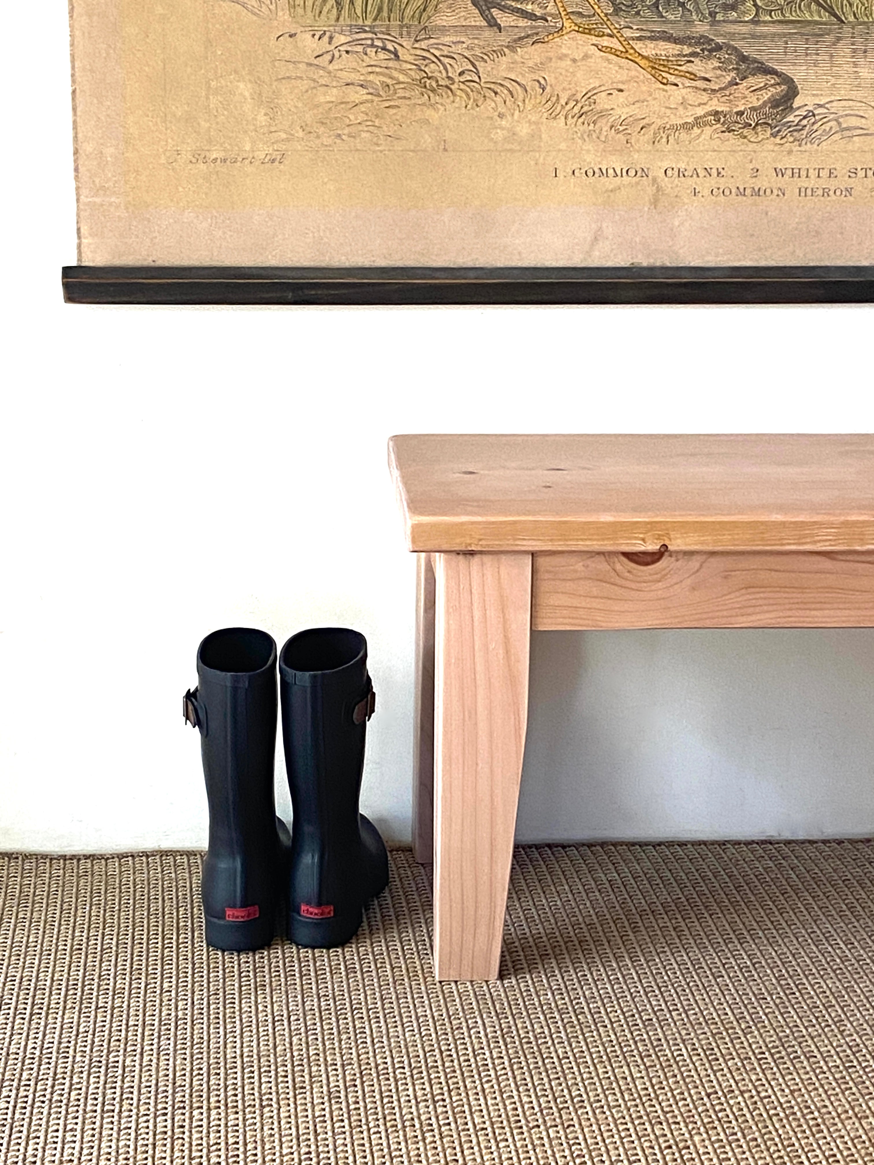 French farmhouse wood bench handcrafted from reclaimed wood