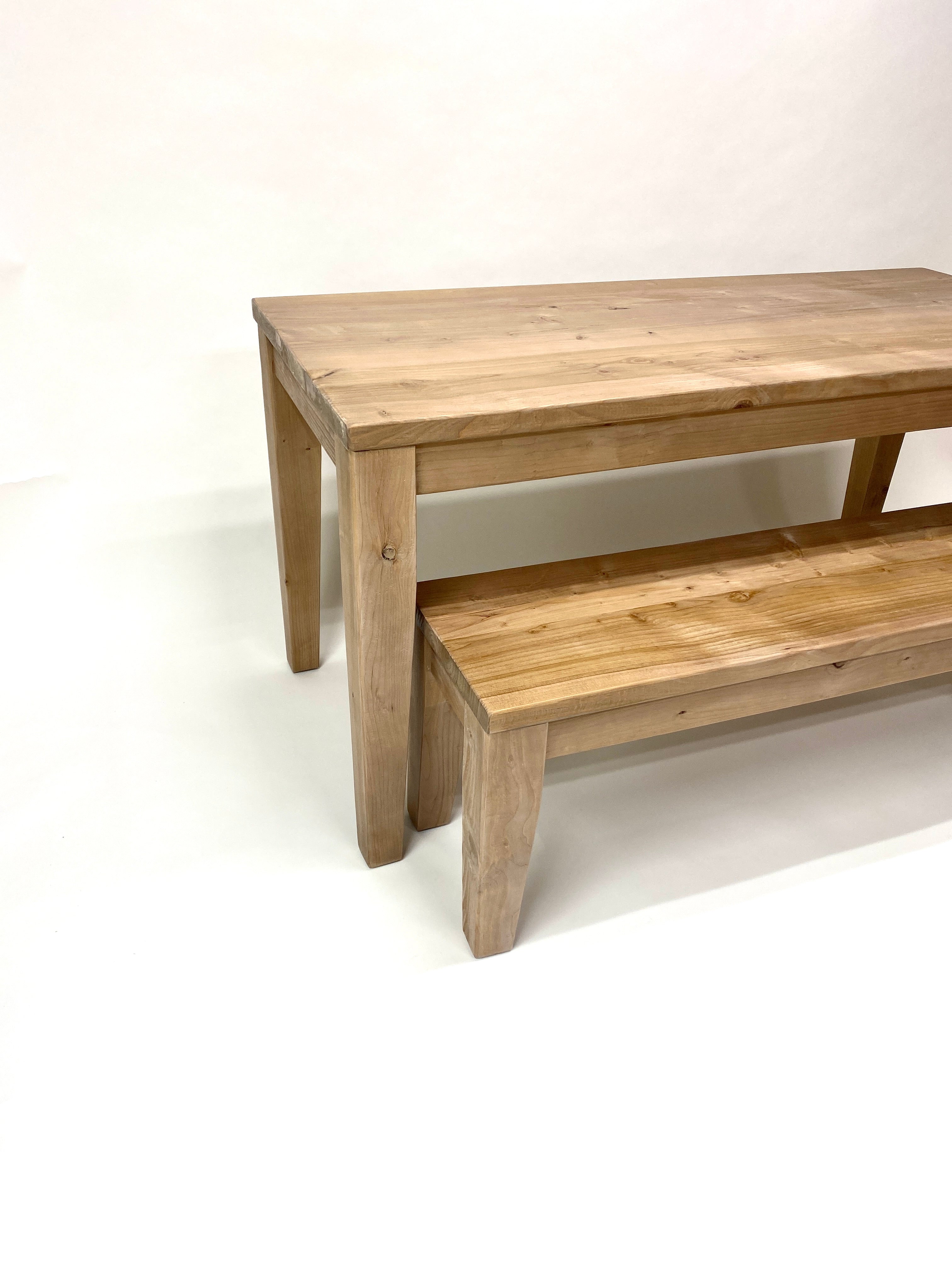 Modern farmhouse dining table and bench set handcrafted 
