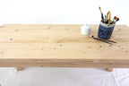 Parsons style wood work table handcrafted from reclaimed wood