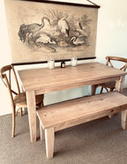 Provincial farmhouse dining table and bench set handmade from reclaimed wood