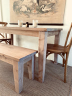 Provincial farmhouse dining table and bench set handmade from reclaimed wood