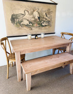 Provincial farmhouse dining table and bench set handmade from reclaimed wood