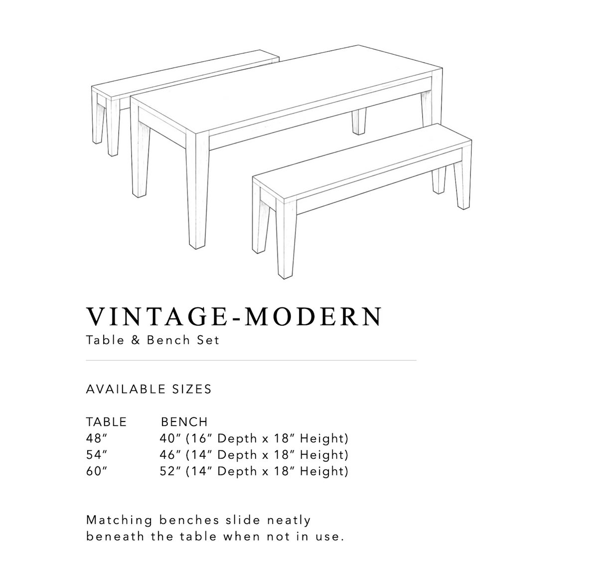 Vintage-Modern Table and Bench Set