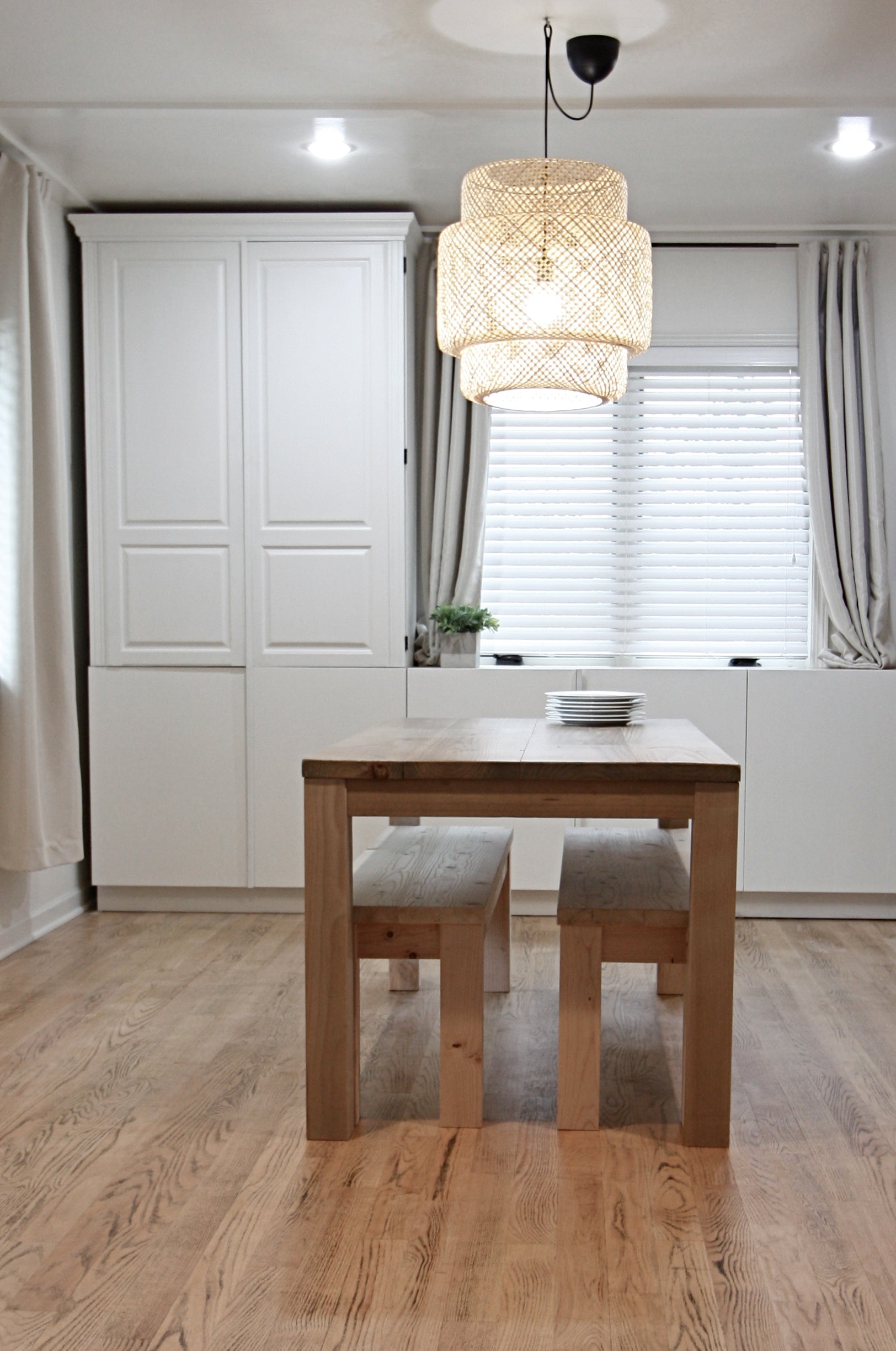 Parsons dining table and matching bench set handcrafted 