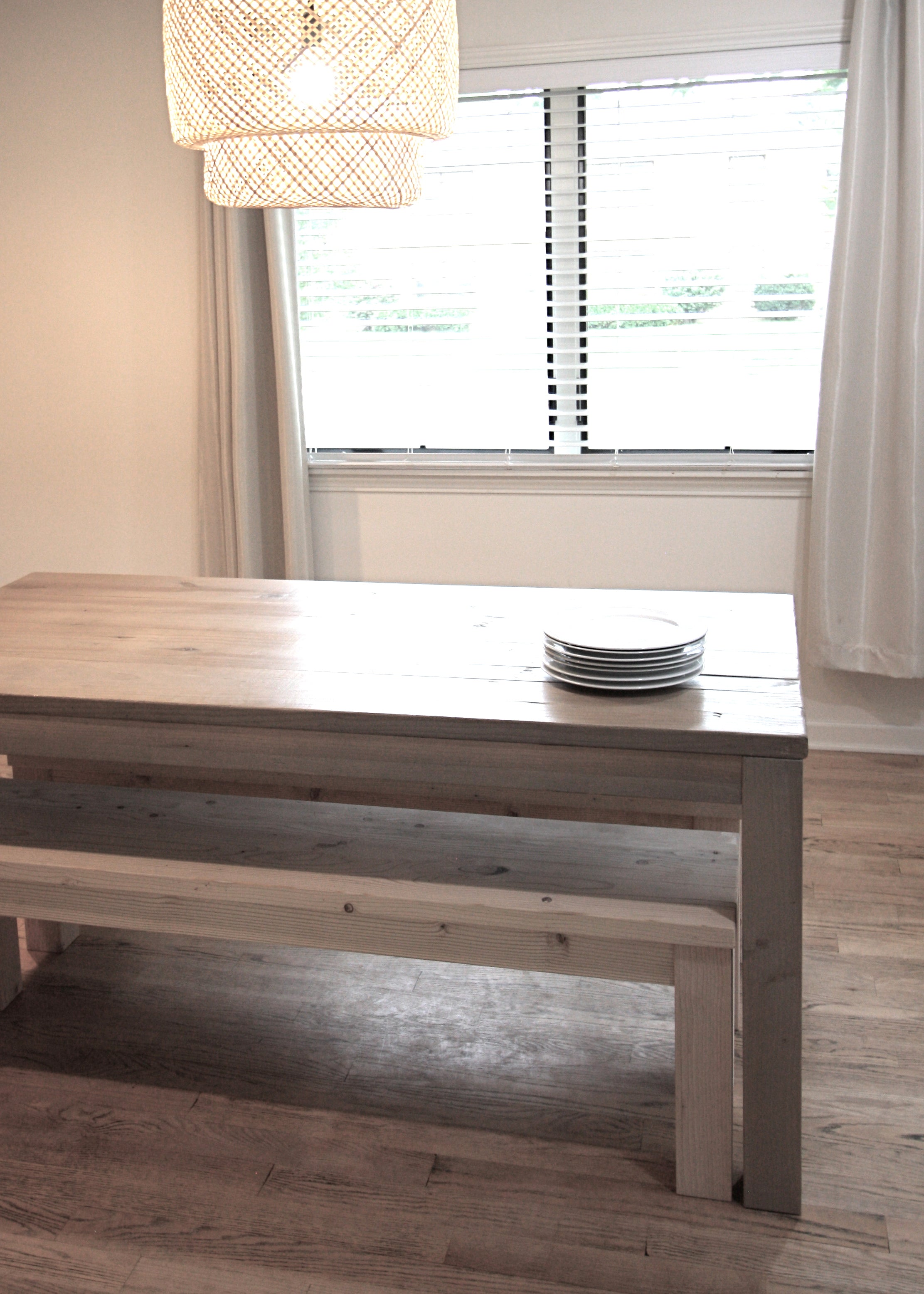 Parsons dining table and matching bench set handcrafted 